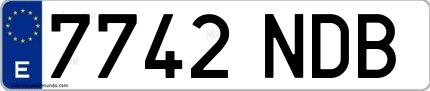 Ejemplo de matrícula española 7742 NDB