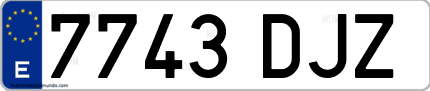 Ejemplo de matrícula de coche ordinaria 7743 DJZ