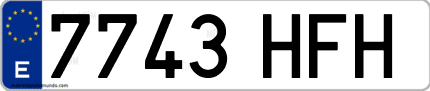 Ejemplo de matrícula de coche ordinaria 7743 HFH