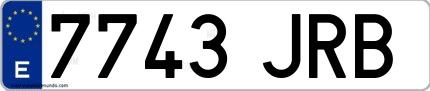 Ejemplo de matrícula española 7743 JRB
