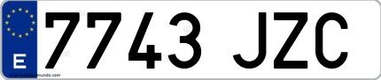 Ejemplo de matrícula española 7743 JZC