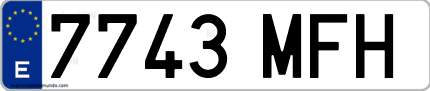 Ejemplo de matrícula de coche ordinaria 7743 MFH