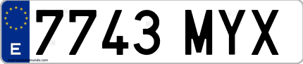 Ejemplo de matrícula de coche ordinaria 7743 MYX