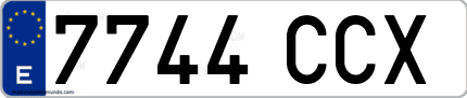Ejemplo de matrícula de coche ordinaria 7744 CCX