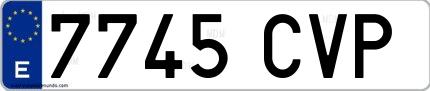 Ejemplo de matrícula de coche ordinaria 7745 CVP