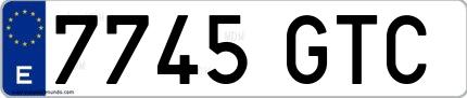 Ejemplo de matrícula española 7745 GTC