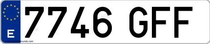 Ejemplo de matrícula española 7746 GFF