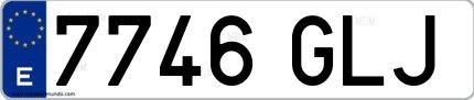 Ejemplo de matrícula de coche ordinaria 7746 GLJ