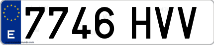 Ejemplo de matrícula de coche ordinaria 7746 HVV