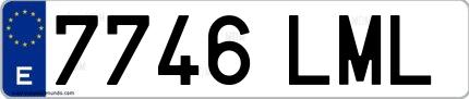 Ejemplo de matrícula española 7746 LML