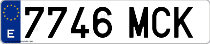 Ejemplo de matrícula de coche ordinaria 7746 MCK
