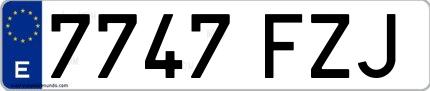 Ejemplo de matrícula de coche ordinaria 7747 FZJ