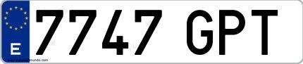 Ejemplo de matrícula española 7747 GPT