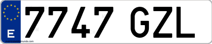 Ejemplo de matrícula de coche ordinaria 7747 GZL