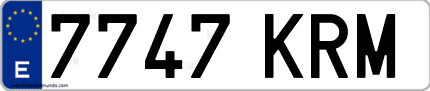 Ejemplo de matrícula de coche ordinaria 7747 KRM