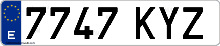Ejemplo de matrícula de coche ordinaria 7747 KYZ