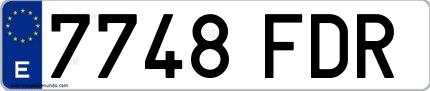 Ejemplo de matrícula española 7748 FDR