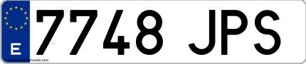 Ejemplo de matrícula española 7748 JPS