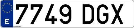 Ejemplo de matrícula española 7749 DGX