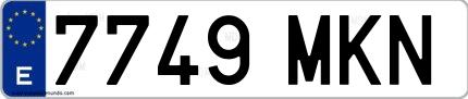 Ejemplo de matrícula española 7749 MKN