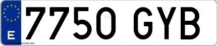 Ejemplo de matrícula española 7750 GYB