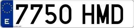 Ejemplo de matrícula española 7750 HMD