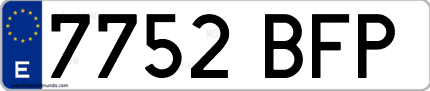 Ejemplo de matrícula de coche ordinaria 7752 BFP