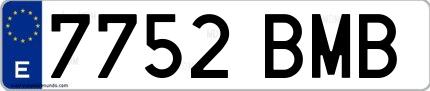 Ejemplo de matrícula española 7752 BMB