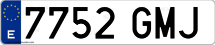 Ejemplo de matrícula de coche ordinaria 7752 GMJ