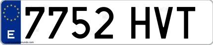 Ejemplo de matrícula española 7752 HVT