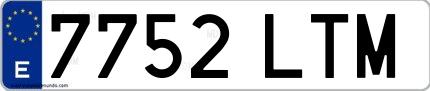 Ejemplo de matrícula española 7752 LTM