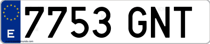 Ejemplo de matrícula de coche ordinaria 7753 GNT