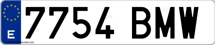 Ejemplo de matrícula de coche ordinaria 7754 BMW