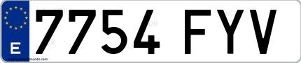 Ejemplo de matrícula española 7754 FYV