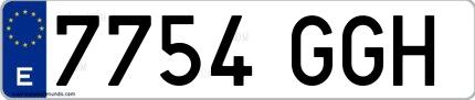 Ejemplo de matrícula española 7754 GGH