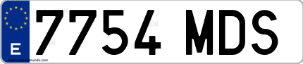 Ejemplo de matrícula de coche ordinaria 7754 MDS