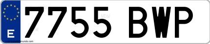 Ejemplo de matrícula española 7755 BWP