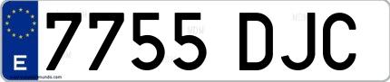 Ejemplo de matrícula de coche ordinaria 7755 DJC