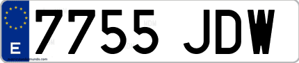 Ejemplo de matrícula de coche ordinaria 7755 JDW
