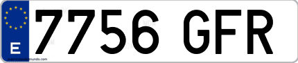 Ejemplo de matrícula de coche ordinaria 7756 GFR
