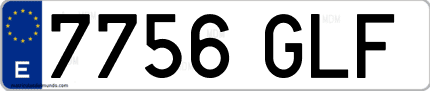 Ejemplo de matrícula de coche ordinaria 7756 GLF