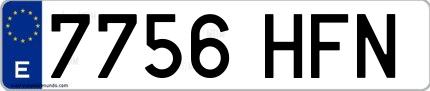 Ejemplo de matrícula española 7756 HFN