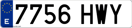 Ejemplo de matrícula de coche ordinaria 7756 HWY