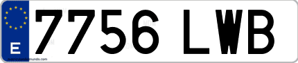 Ejemplo de matrícula de coche ordinaria 7756 LWB