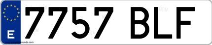 Ejemplo de matrícula española 7757 BLF