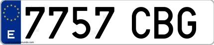 Ejemplo de matrícula española 7757 CBG
