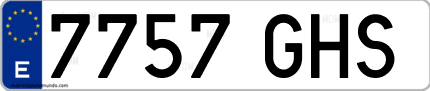 Ejemplo de matrícula de coche ordinaria 7757 GHS