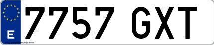 Ejemplo de matrícula española 7757 GXT
