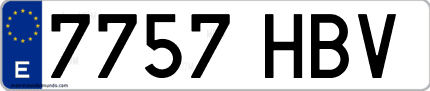 Ejemplo de matrícula de coche ordinaria 7757 HBV