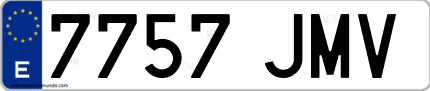 Ejemplo de matrícula de coche ordinaria 7757 JMV